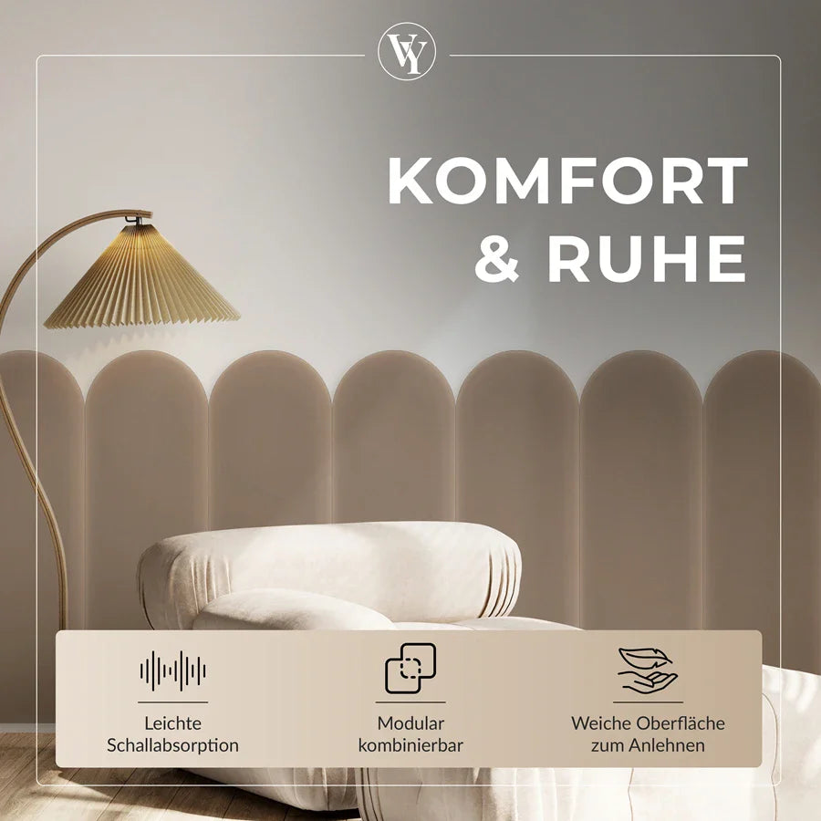 Wandkissen Rundbogen | Beige M11 Samt