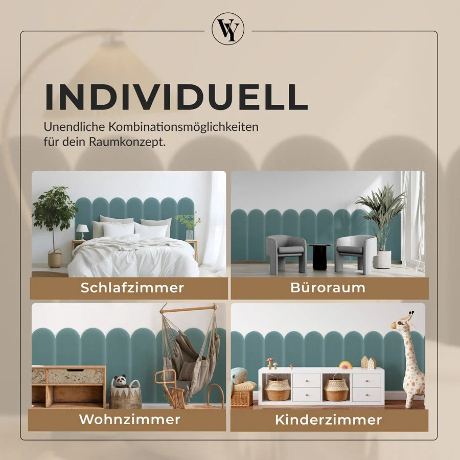 Wandkissen Rundbogen | Azurblau M14 Samt