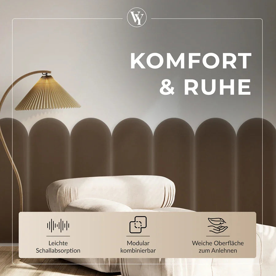 Wandkissen Rundbogen | Blassbraun M15 Samt