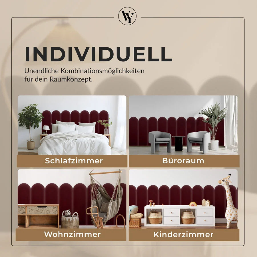 Wandkissen Rundbogen | Weinrot M16 Samt