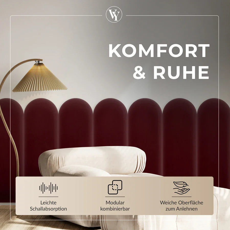 Wandkissen Rundbogen | Weinrot M16 Samt