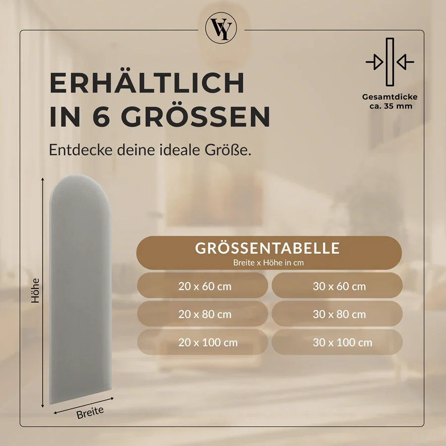 Wandkissen Rundbogen | Grau M17 Samt