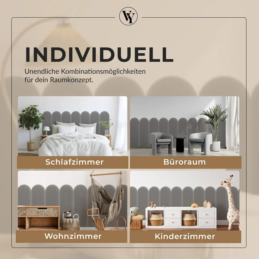 Wandkissen Rundbogen | Grau M17 Samt