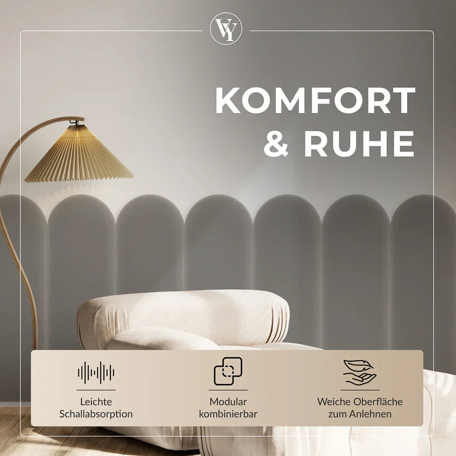 Wandkissen Rundbogen | Grau M17 Samt