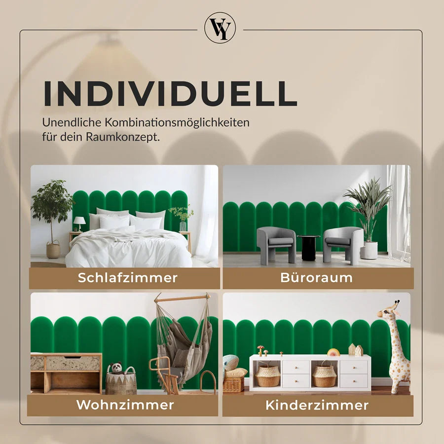 Wandkissen Rundbogen | Hellgrün M21 Samt