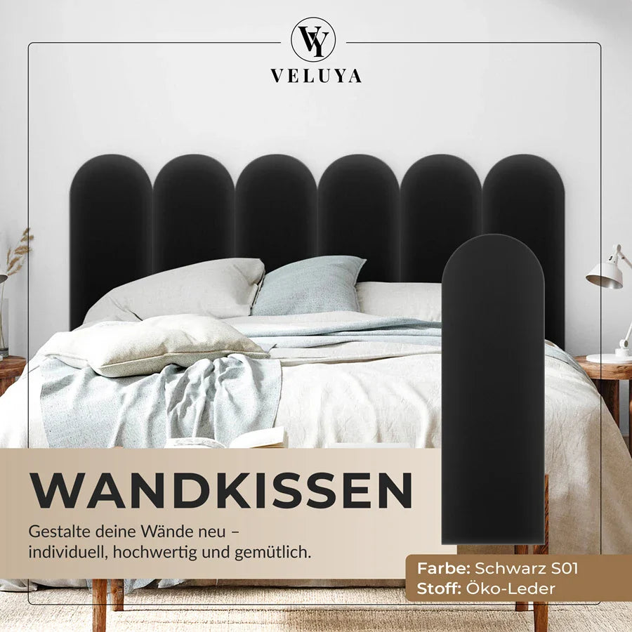 Wandkissen Rundbogen | Schwarz S01 Öko-Leder