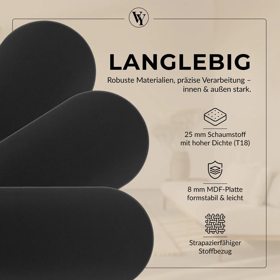 Wandkissen Rundbogen | Schwarz S01 Öko-Leder