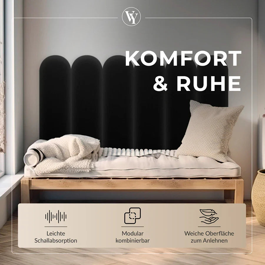 Wandkissen Rundbogen | Schwarz S01 Öko-Leder