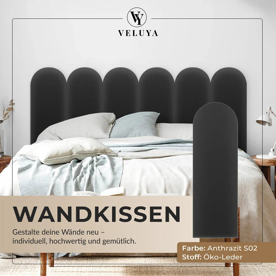 Wandkissen Rundbogen | Anthrazit S02 Öko-Leder