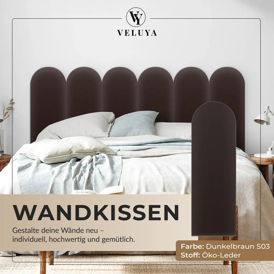 Wandkissen Rundbogen | Dunkelbraun S03 Öko-Leder