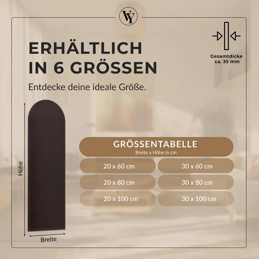 Wandkissen Rundbogen | Dunkelbraun S03 Öko-Leder