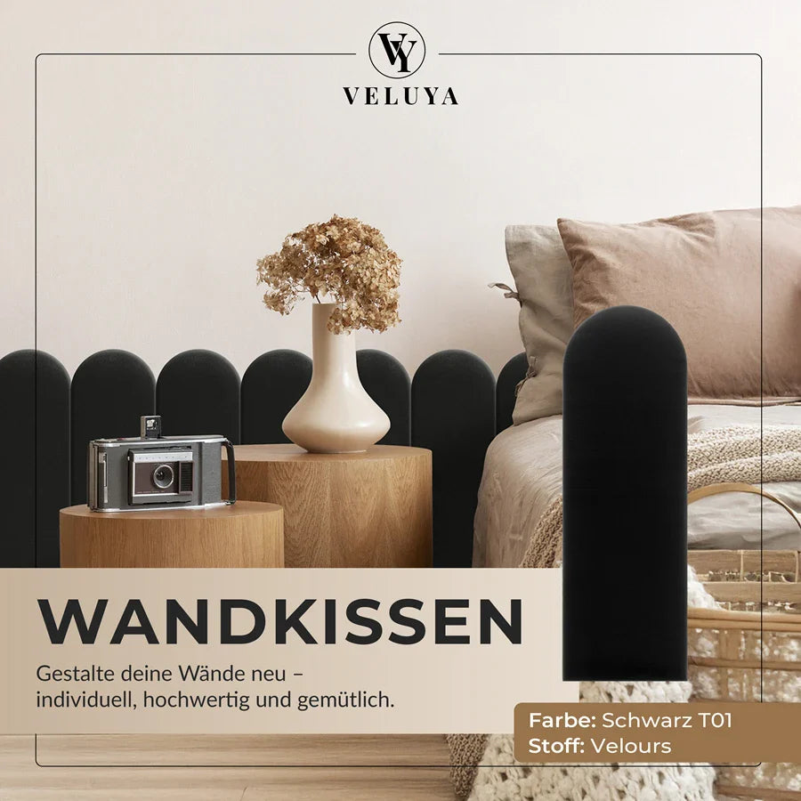 Wandkissen Rundbogen | Schwarz T01 Velours