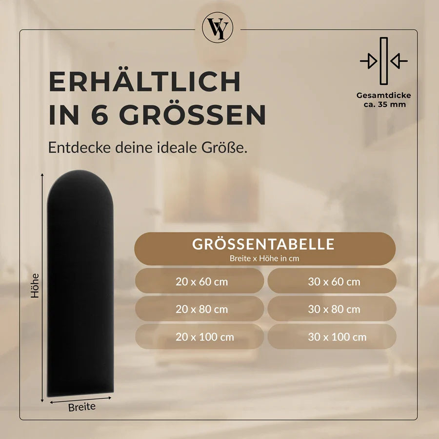 Wandkissen Rundbogen | Schwarz T01 Velours