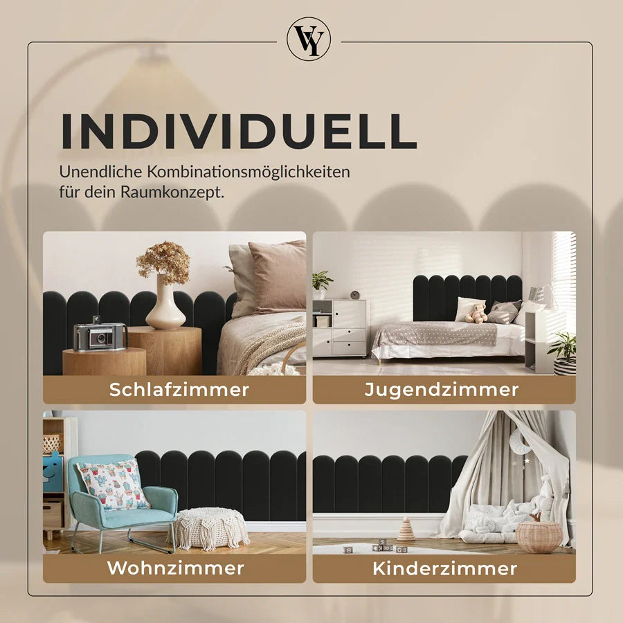 Wandkissen Rundbogen | Schwarz T01 Velours