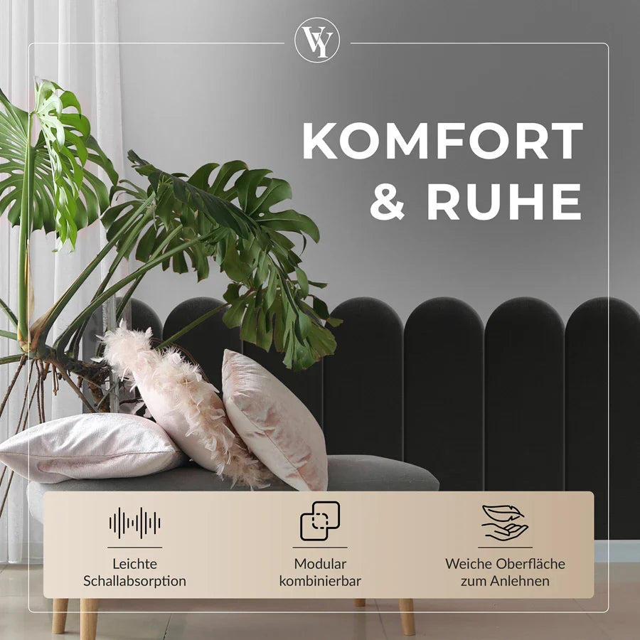 Wandkissen Rundbogen | Schwarz T01 Velours