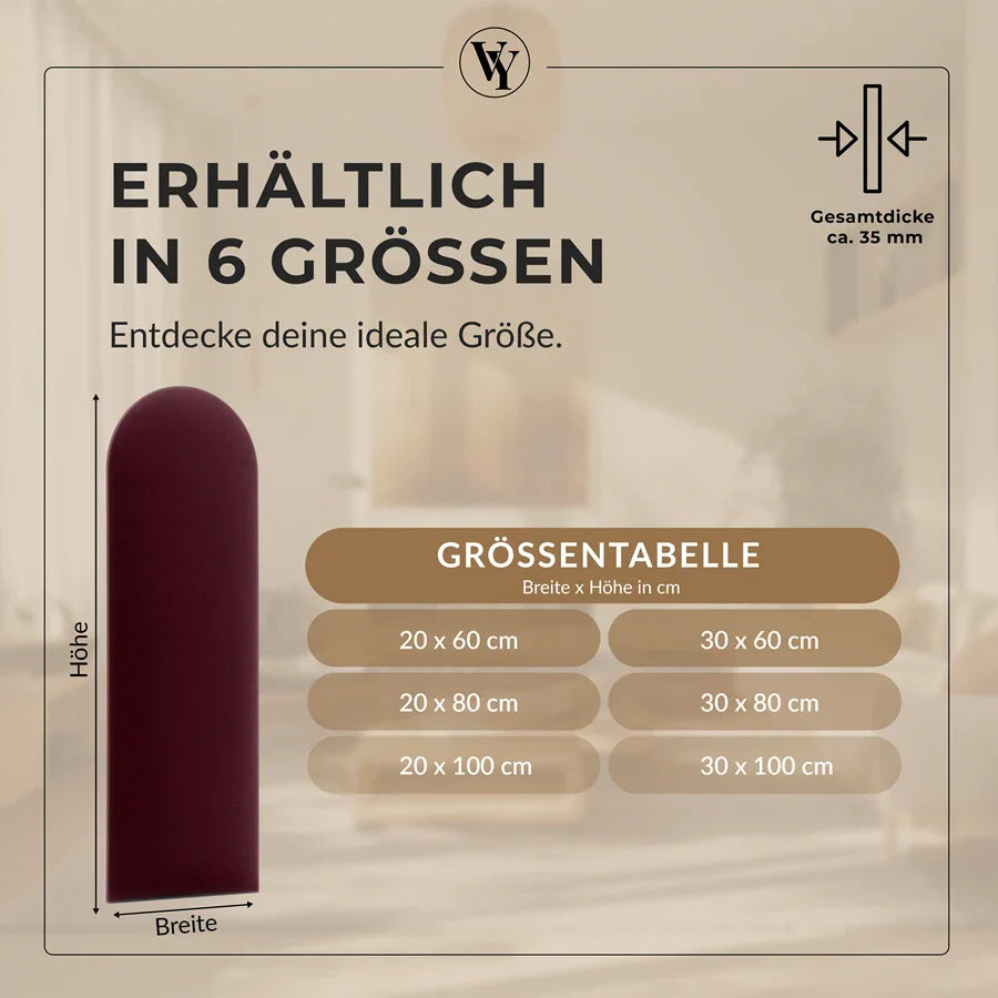 Wandkissen Rundbogen | Bordeaux T03 Velours