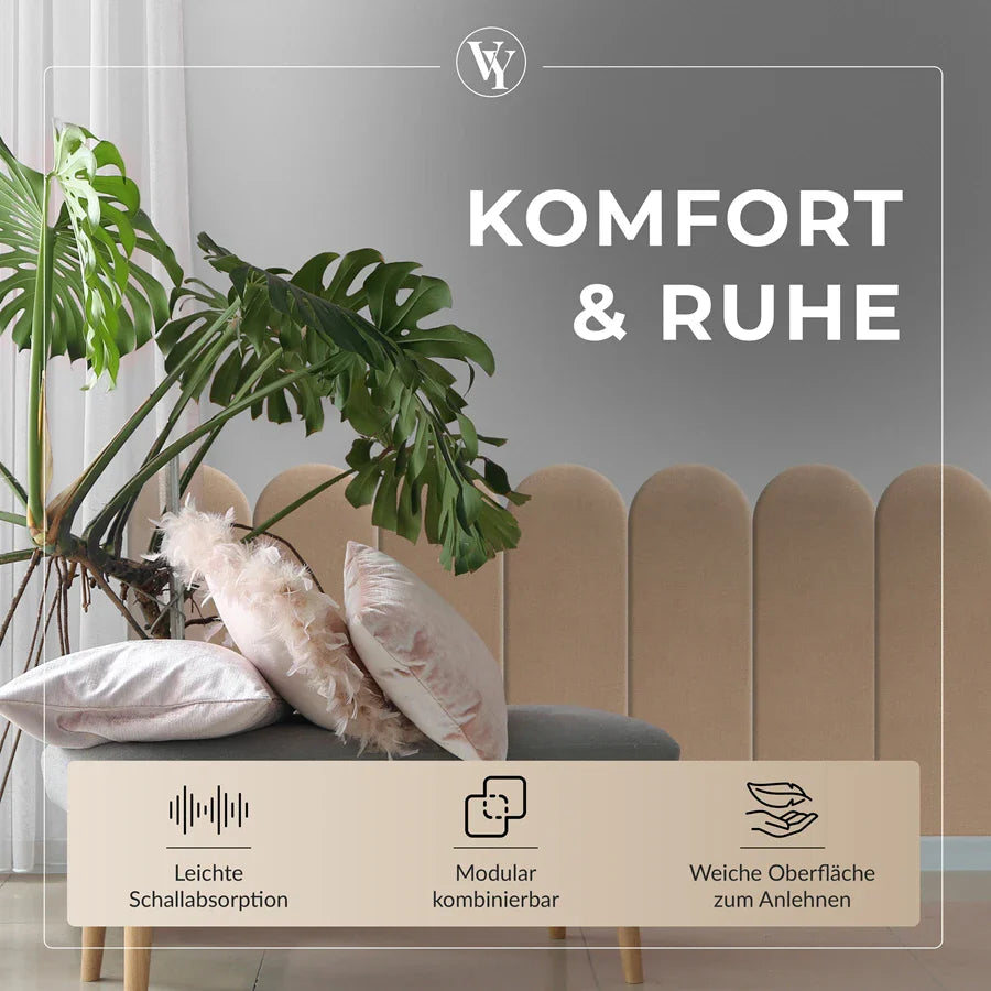 Wandkissen Rundbogen | Beige T04 Velours