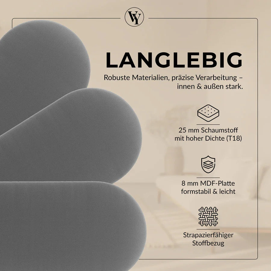 Wandkissen Rundbogen | Hellgrau T06 Velours