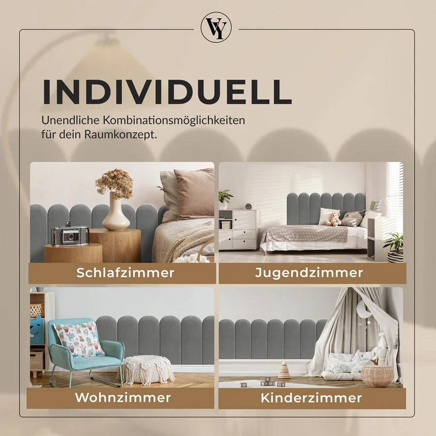 Wandkissen Rundbogen | Hellgrau T06 Velours