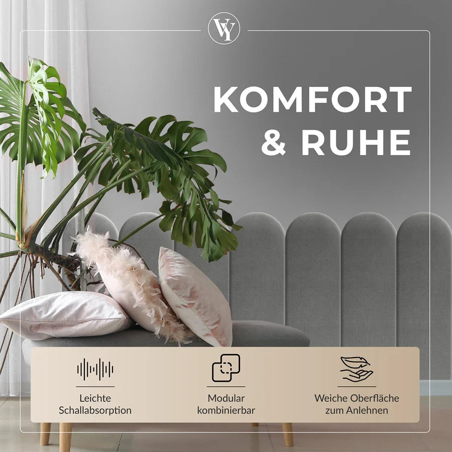 Wandkissen Rundbogen | Hellgrau T06 Velours