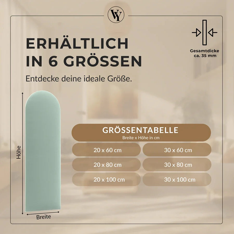 Wandkissen Rundbogen | Mintgrün T08 Velours