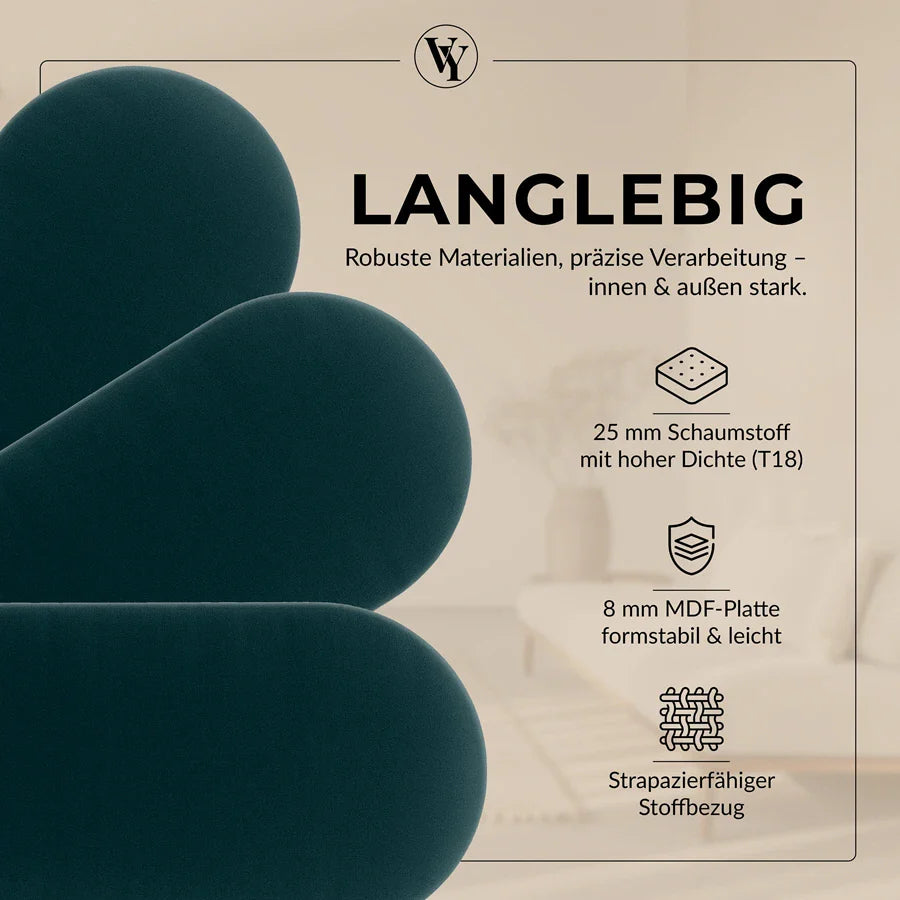 Wandkissen Rundbogen | Türkis T09 Velours