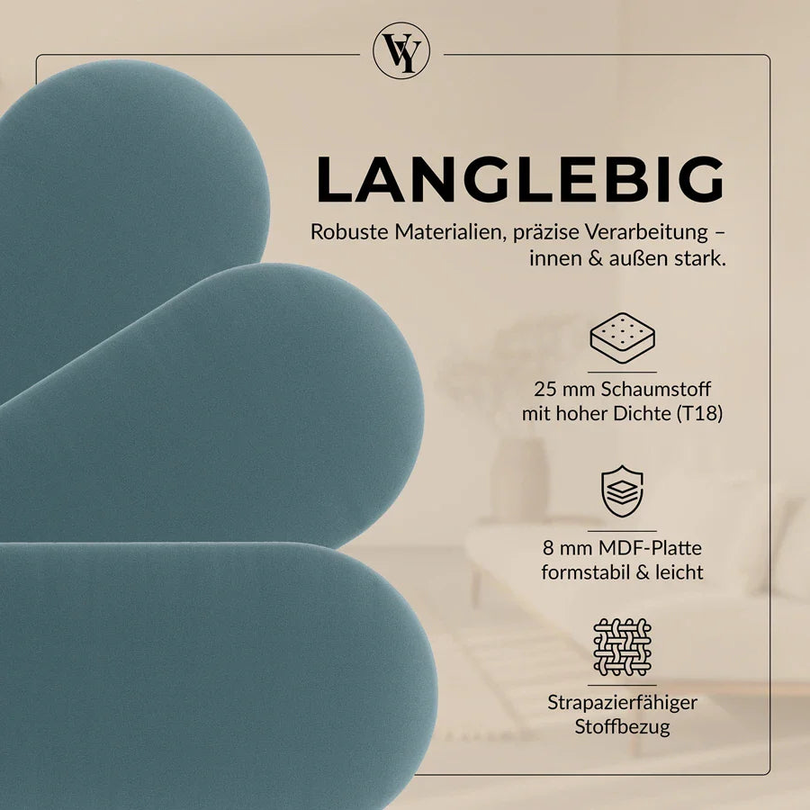 Wandkissen Rundbogen | Petrolblau T13 Velours