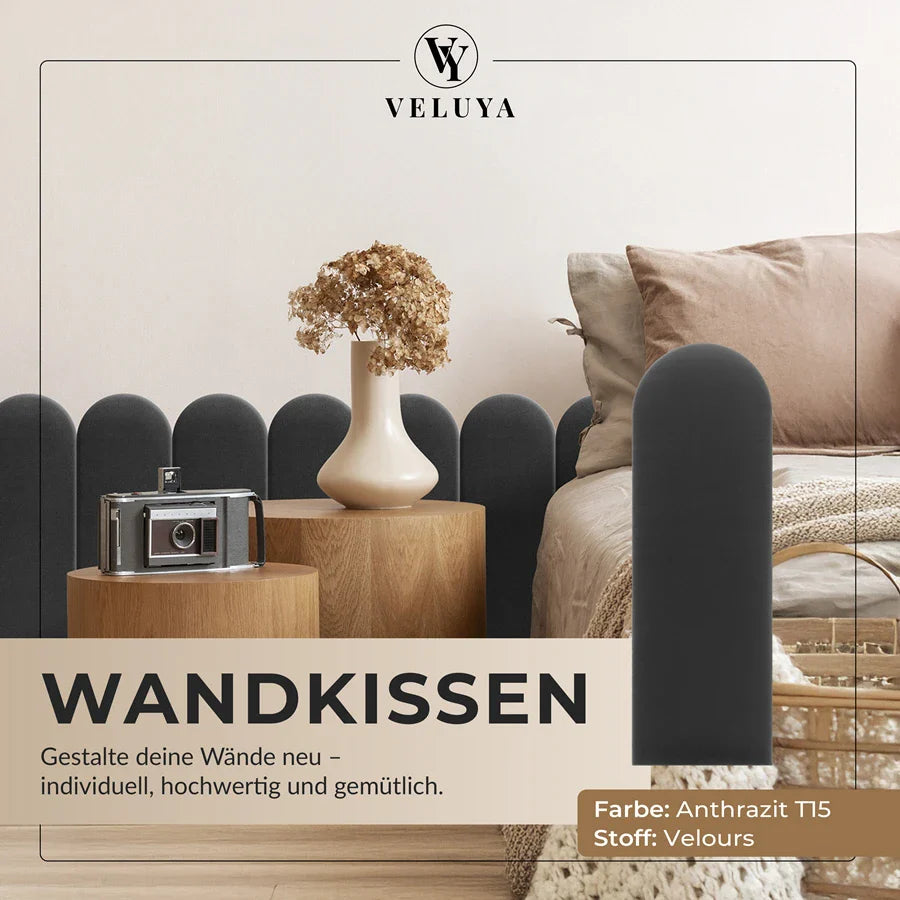 Wandkissen Rundbogen | Anthrazit T15 Velours