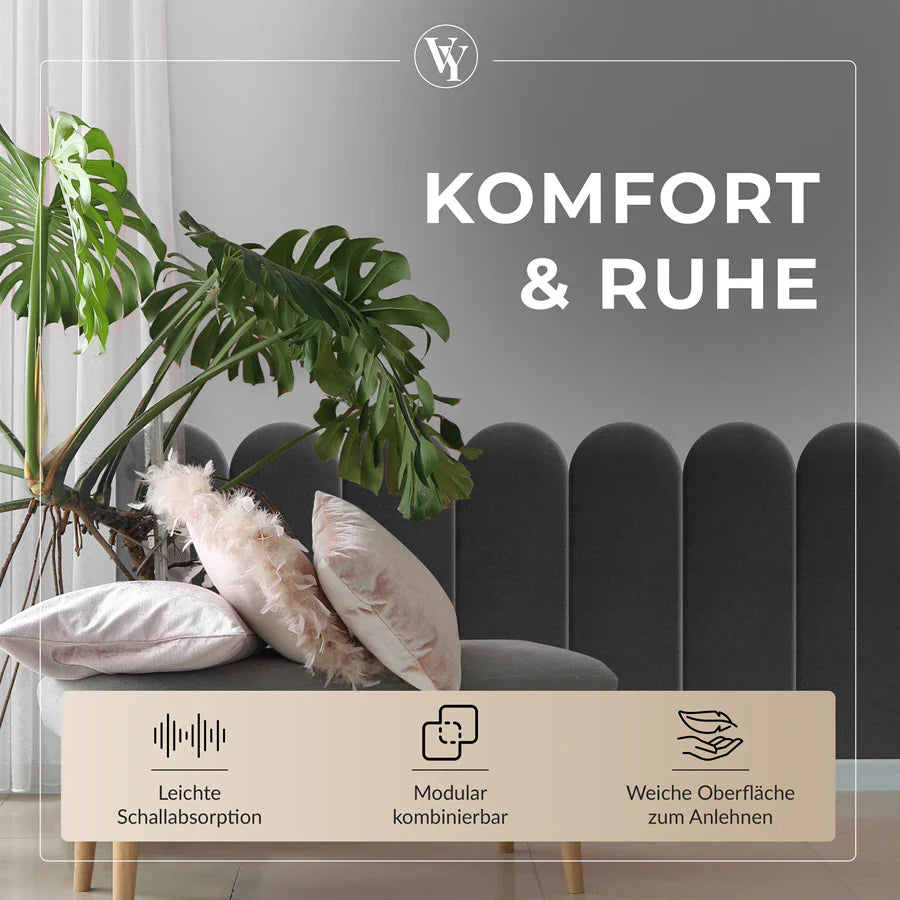 Wandkissen Rundbogen | Anthrazit T15 Velours