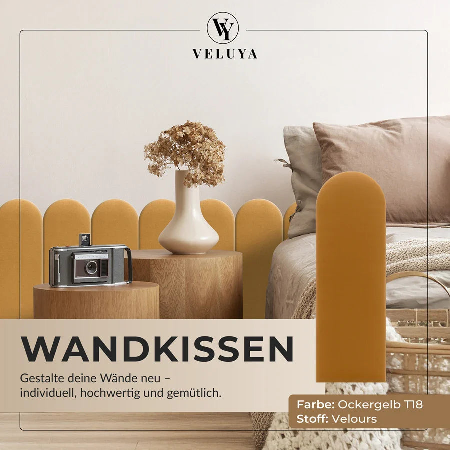 Wandkissen Rundbogen | Ockergelb T18 Velours