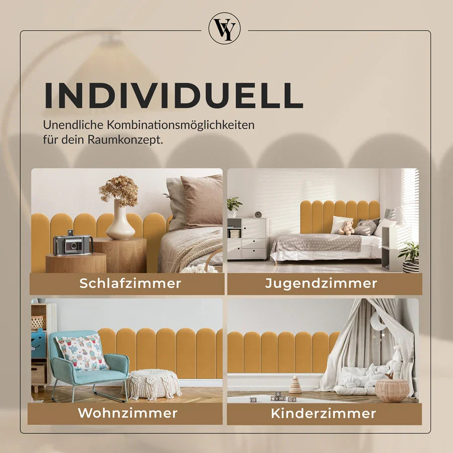 Wandkissen Rundbogen | Ockergelb T18 Velours