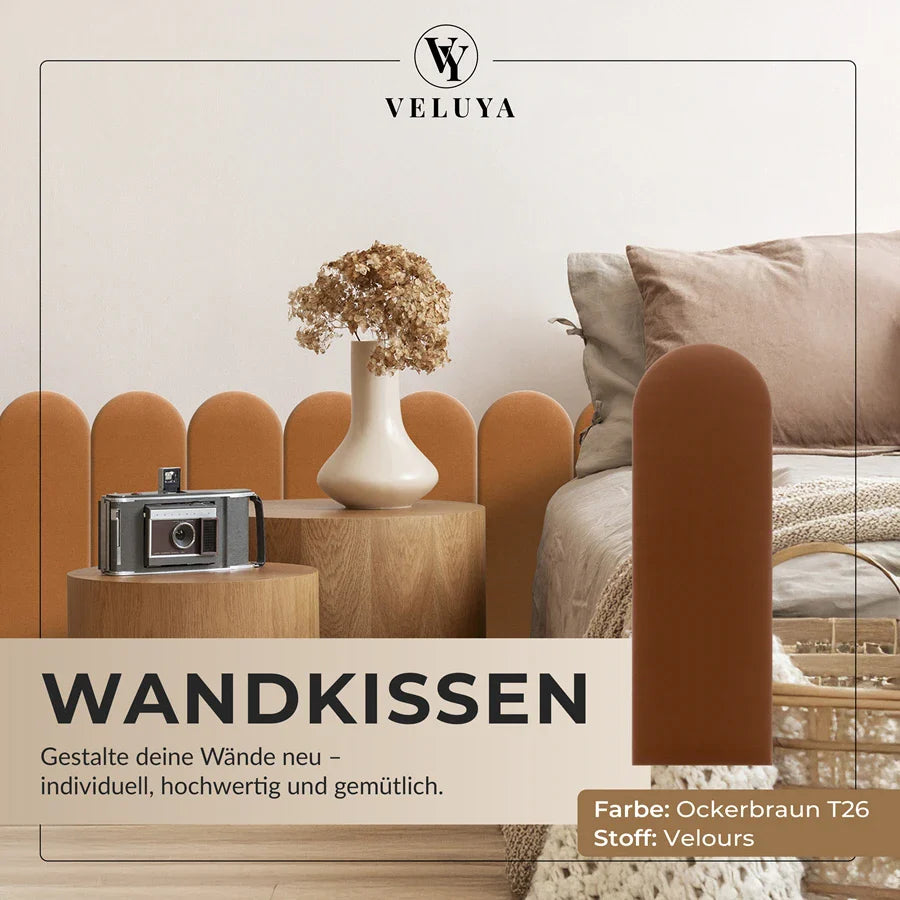 Wandkissen Rundbogen | Ockerbraun T26 Velours