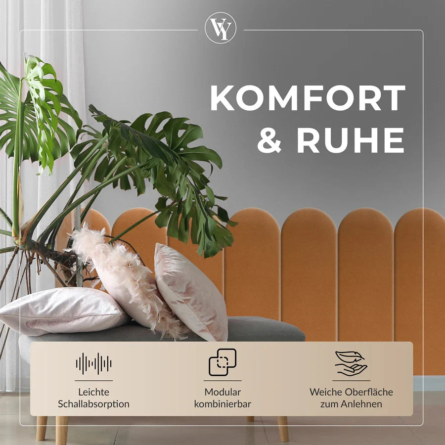 Wandkissen Rundbogen | Ockerbraun T26 Velours