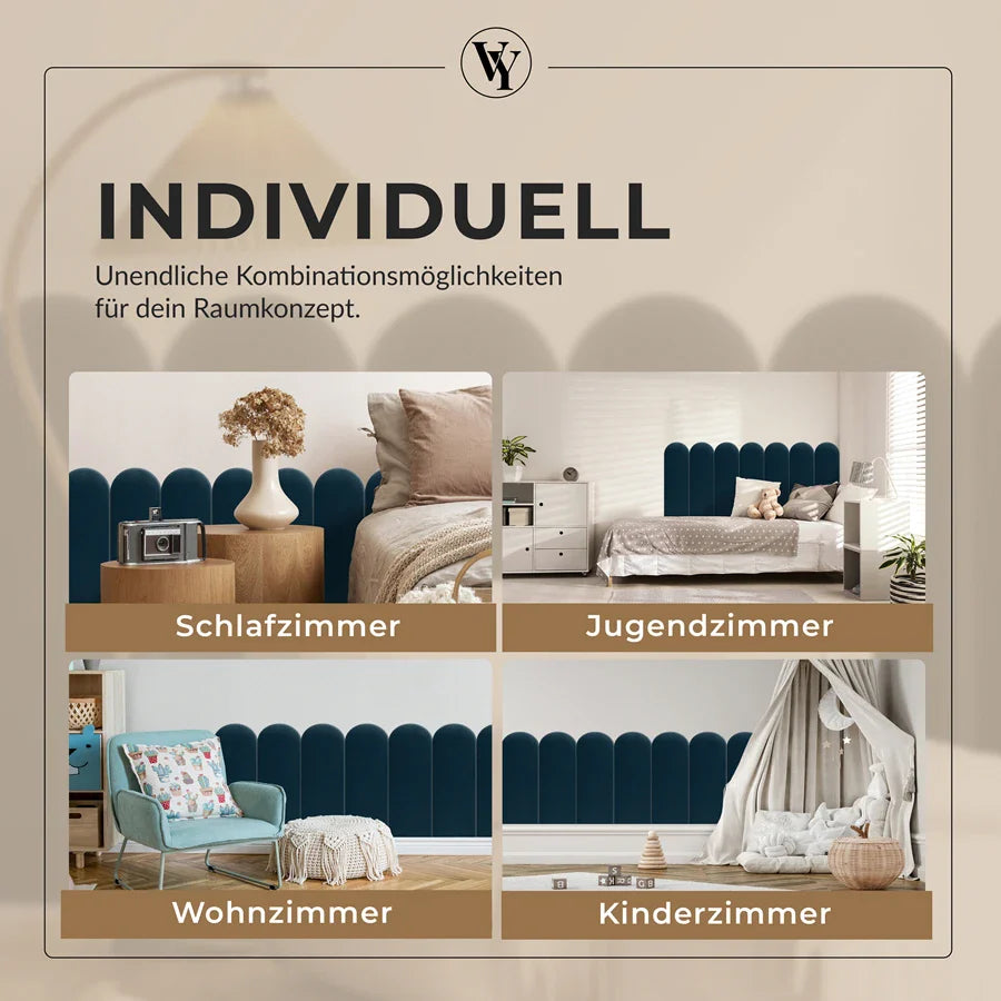 Wandkissen Rundbogen | Marineblau T30 Velours