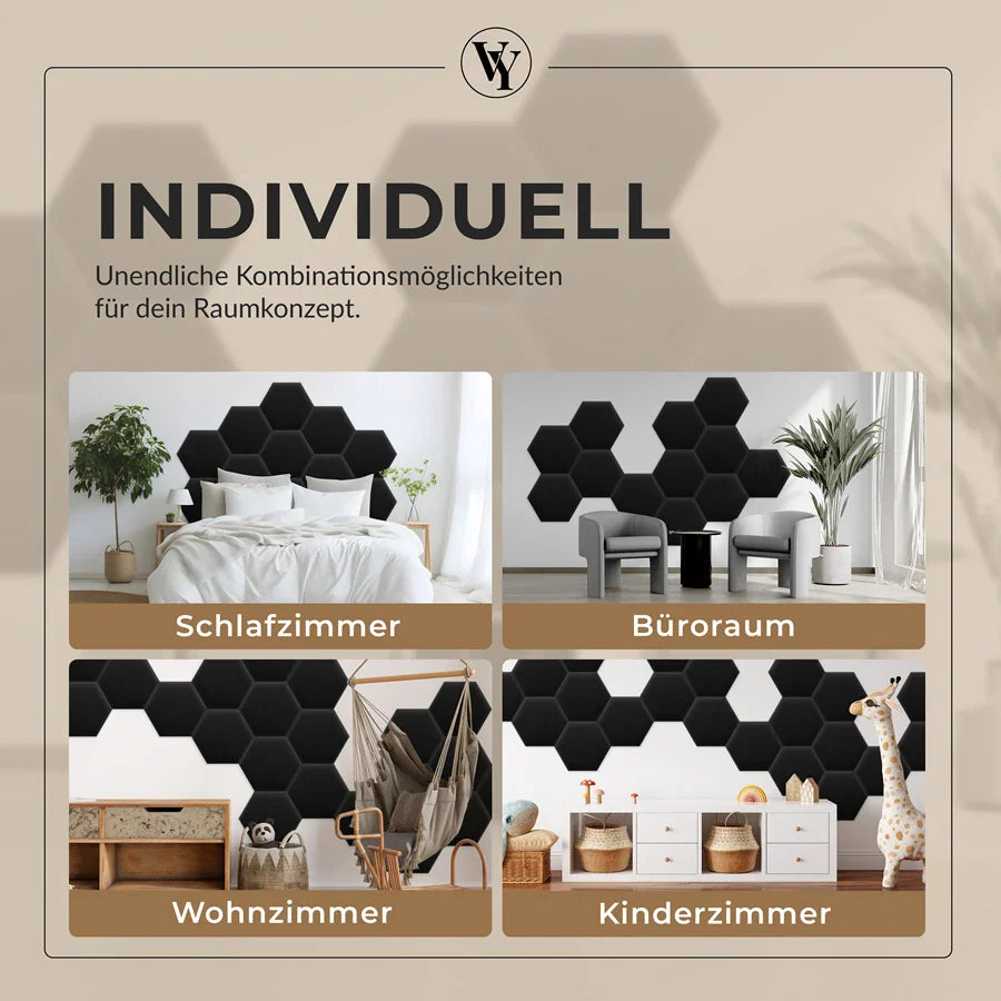 Wandkissen Hexagon | Schwarz M01 Samt