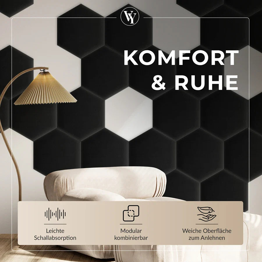 Wandkissen Hexagon | Schwarz M01 Samt