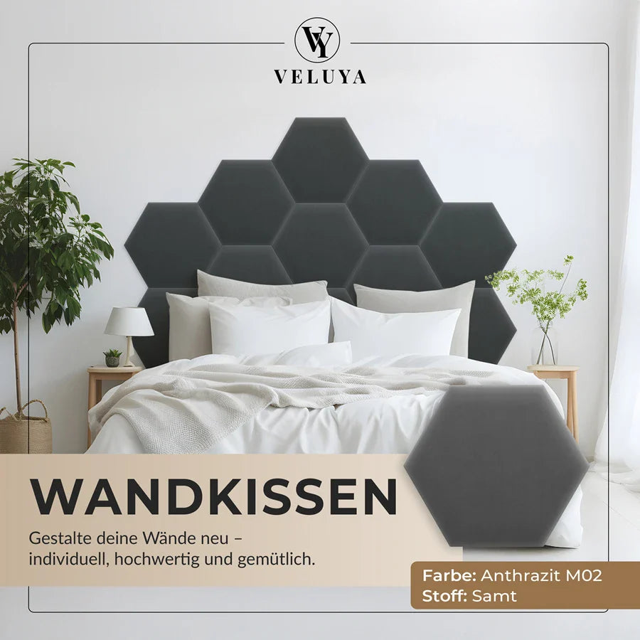 Wandkissen Hexagon | Anthrazit M02 Samt
