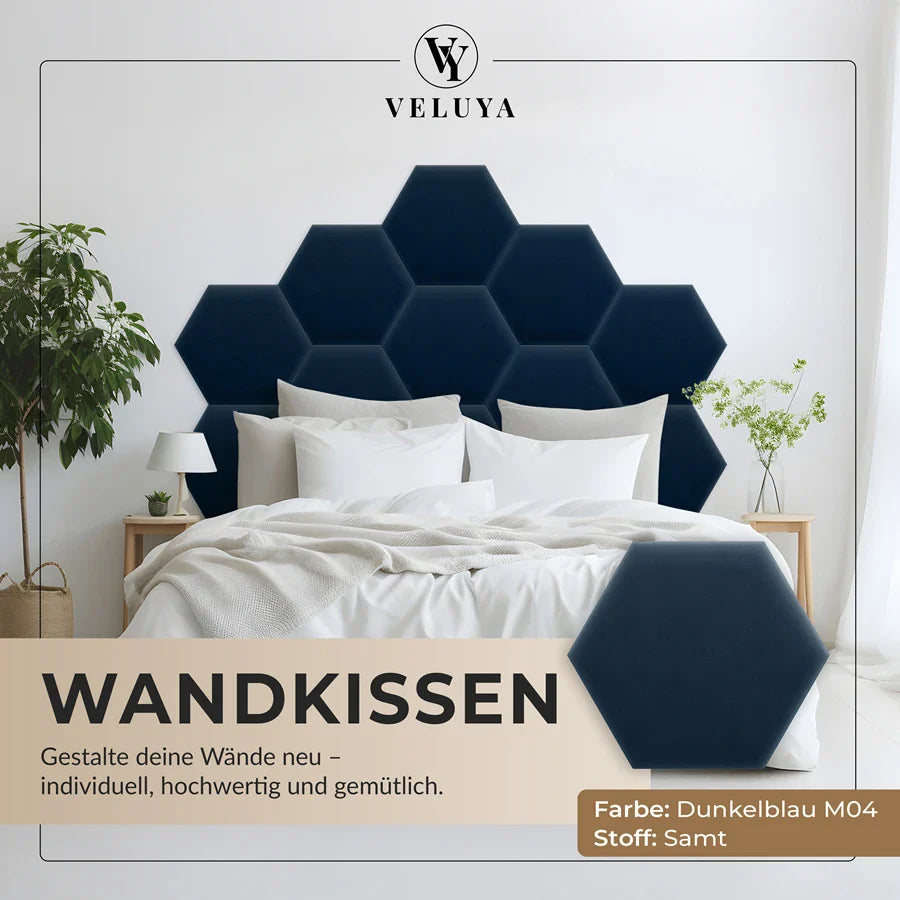 Wandkissen Hexagon | Dunkelblau M03 Samt