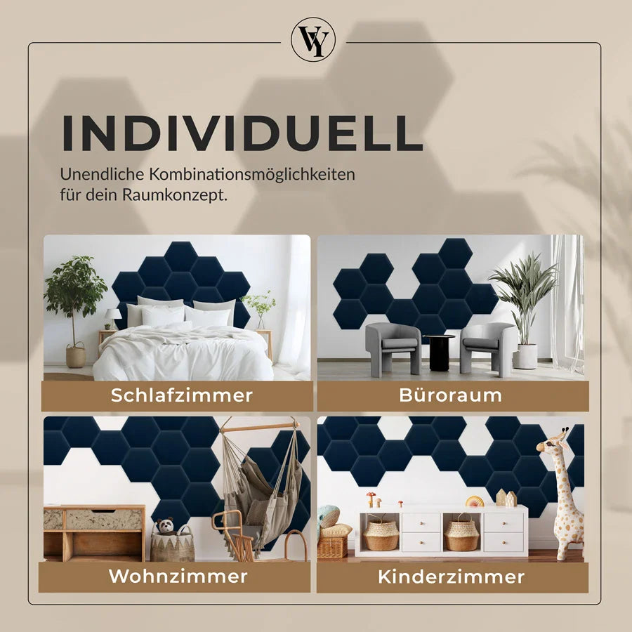 Wandkissen Hexagon | Dunkelblau M03 Samt