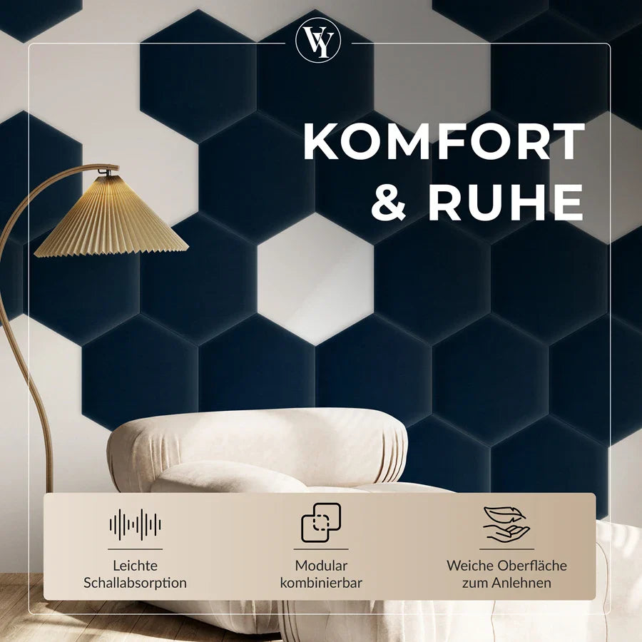 Wandkissen Hexagon | Dunkelblau M03 Samt