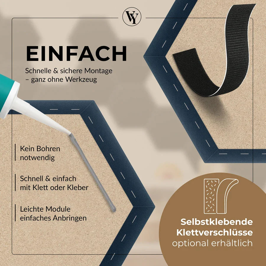 Wandkissen Hexagon | Dunkelblau M03 Samt