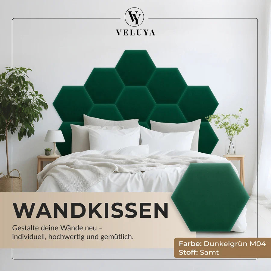 Wandkissen Hexagon | Dunkelgrün M04 Samt