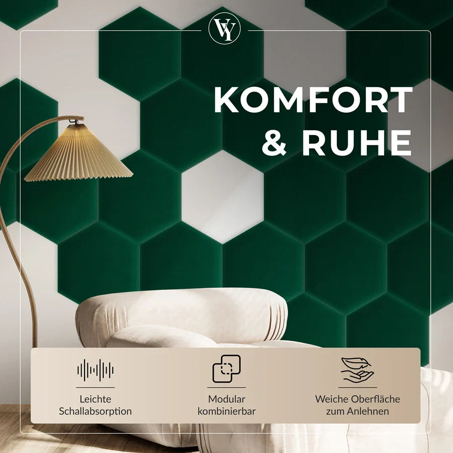 Wandkissen Hexagon | Dunkelgrün M04 Samt