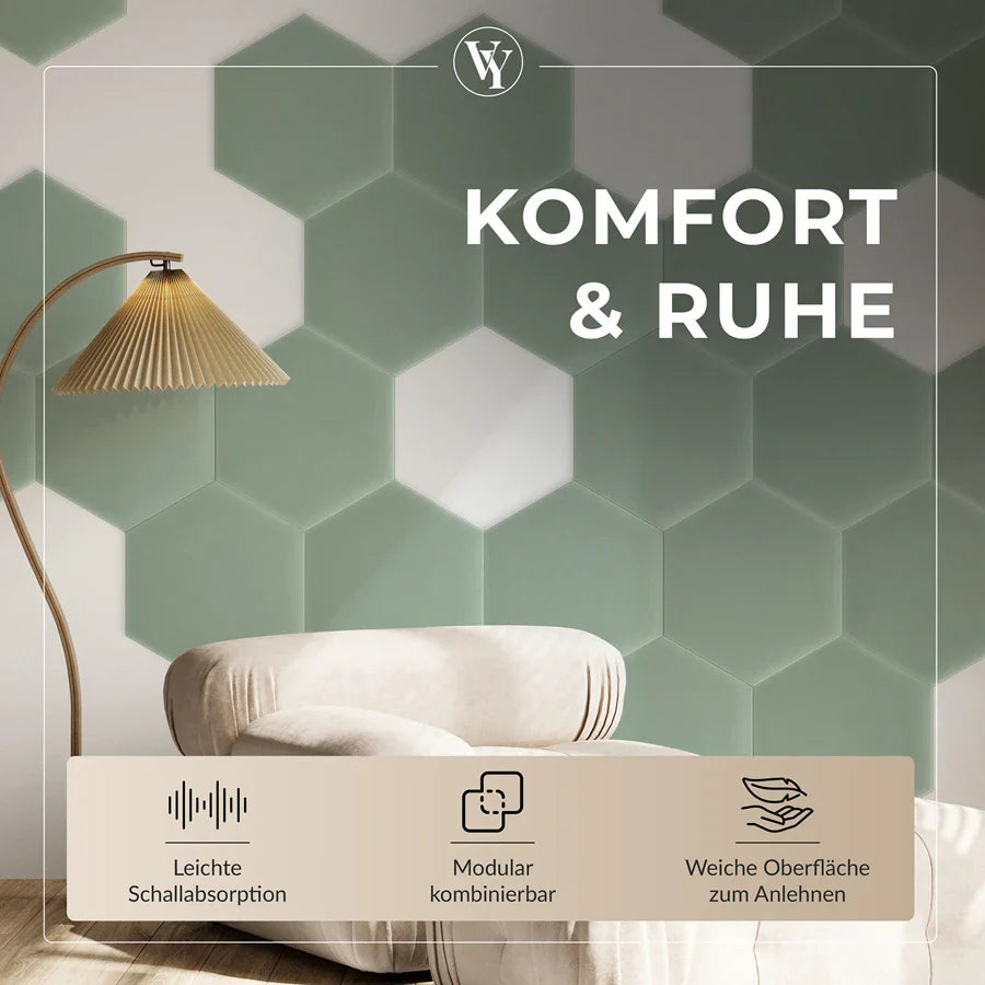 Wandkissen Hexagon | Mintgrün M05 Samt