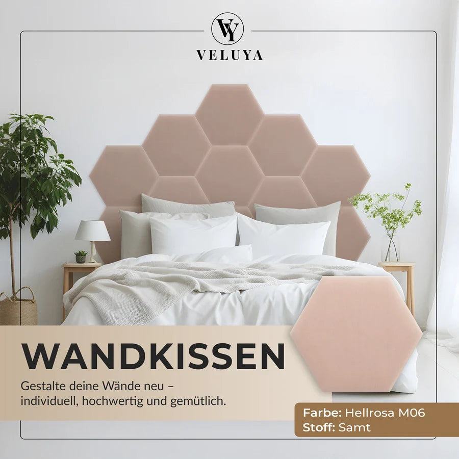 Wandkissen Hexagon | Hellrosa M06 Samt