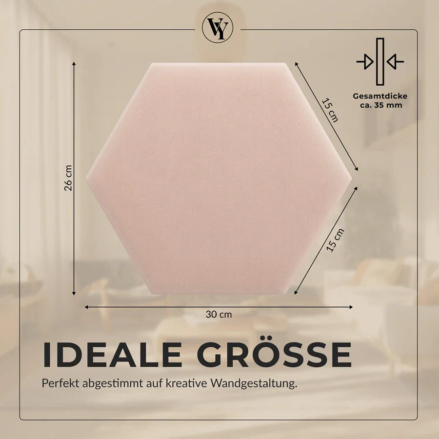 Wandkissen Hexagon | Hellrosa M06 Samt