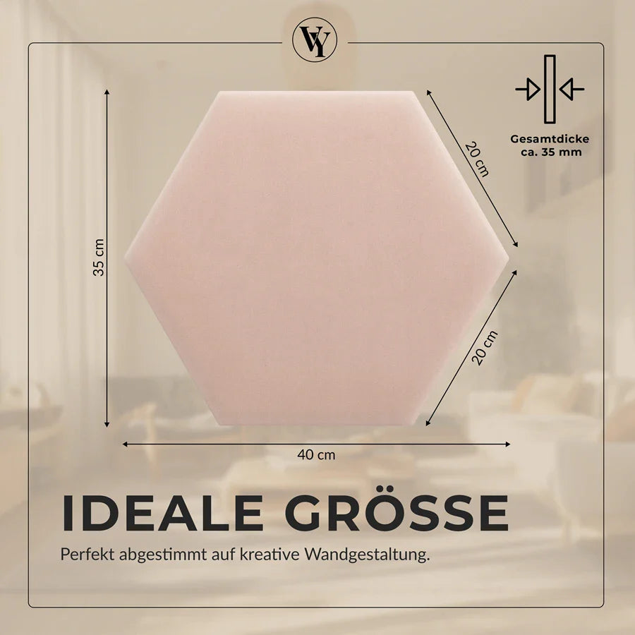 Wandkissen Hexagon | Hellrosa M06 Samt