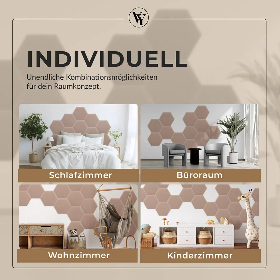 Wandkissen Hexagon | Hellrosa M06 Samt