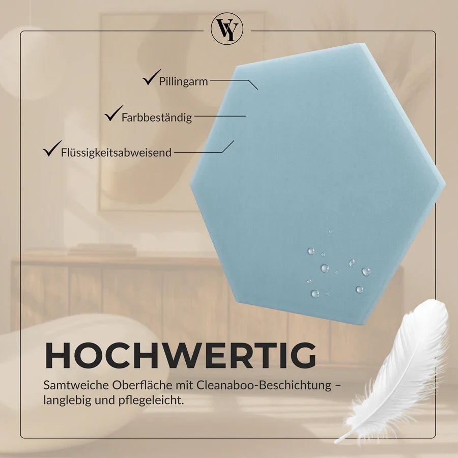 Wandkissen Hexagon | Hellblau M07 Samt