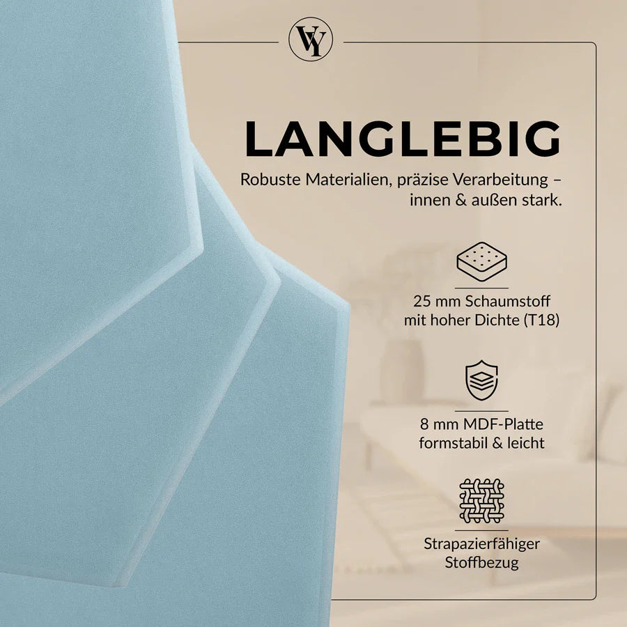 Wandkissen Hexagon | Hellblau M07 Samt